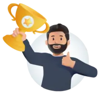 Homme tenant des trophées