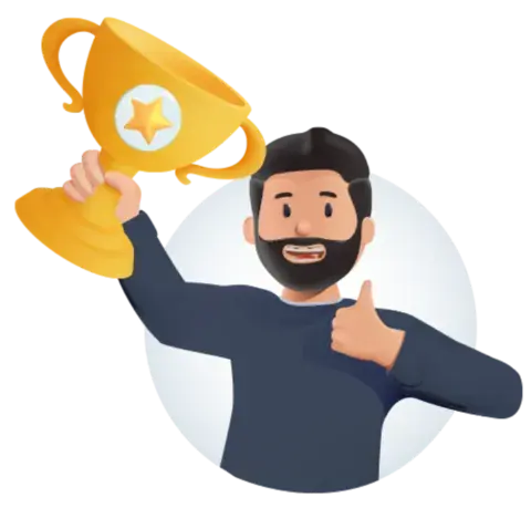 Homme tenant des trophées